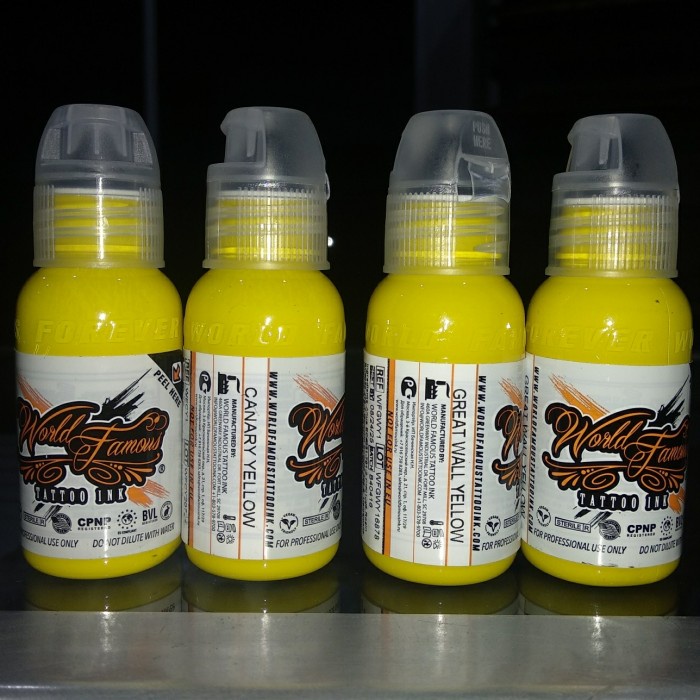 World famous ink 1oz Great wall yellow & canary yellow (tinta tattoo)