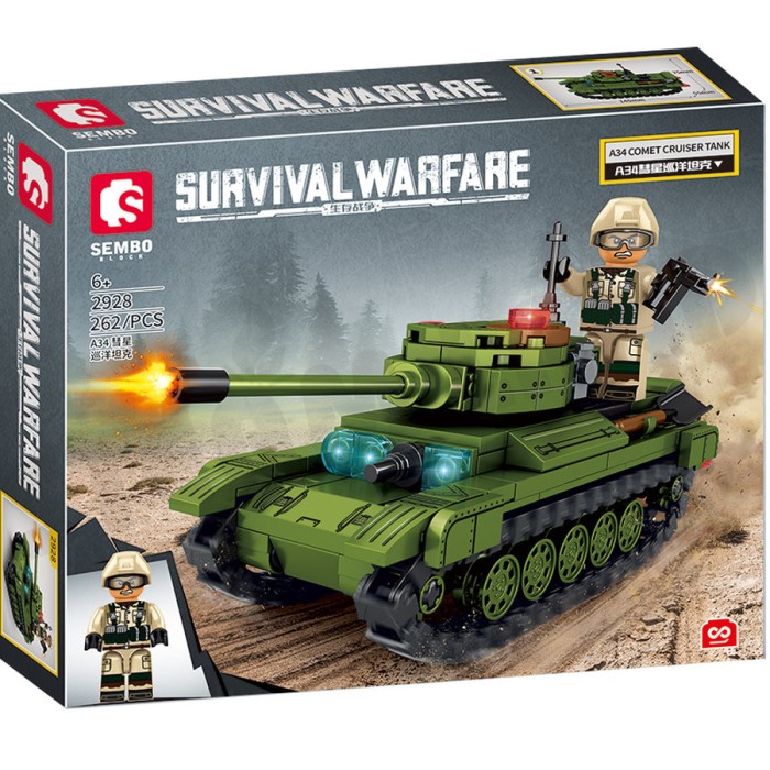 Sembo Block Survival Warfare Main Battle Tank T34 Sherman Brick