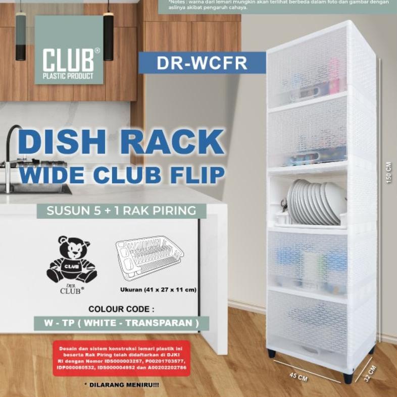 [Kks] Dr1 Wcfr - Dish Rack Wide Club Flip Susun - Dr1 Lemari Piring Rak Dapur Plastik Pintu Transpar