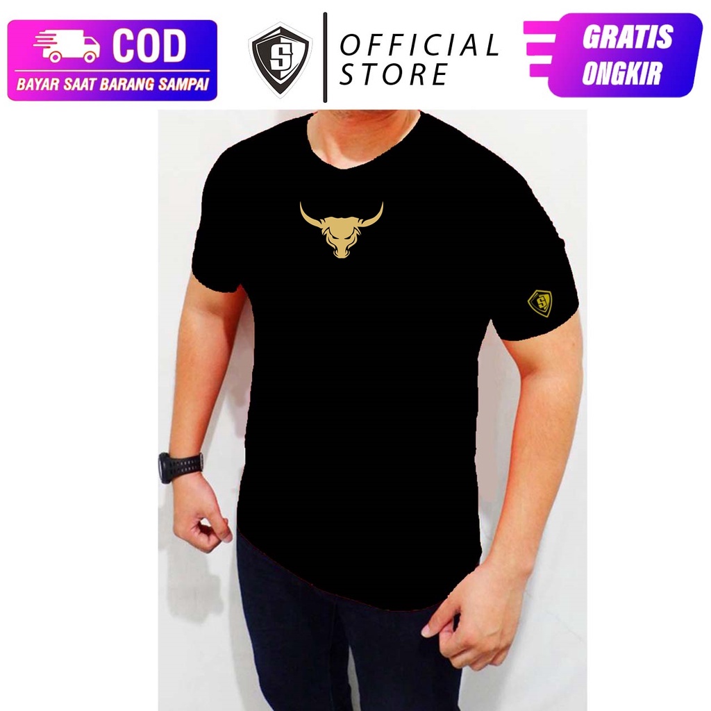 Kaos Gym Fitness Cowo Banteng Gold Bull Halus