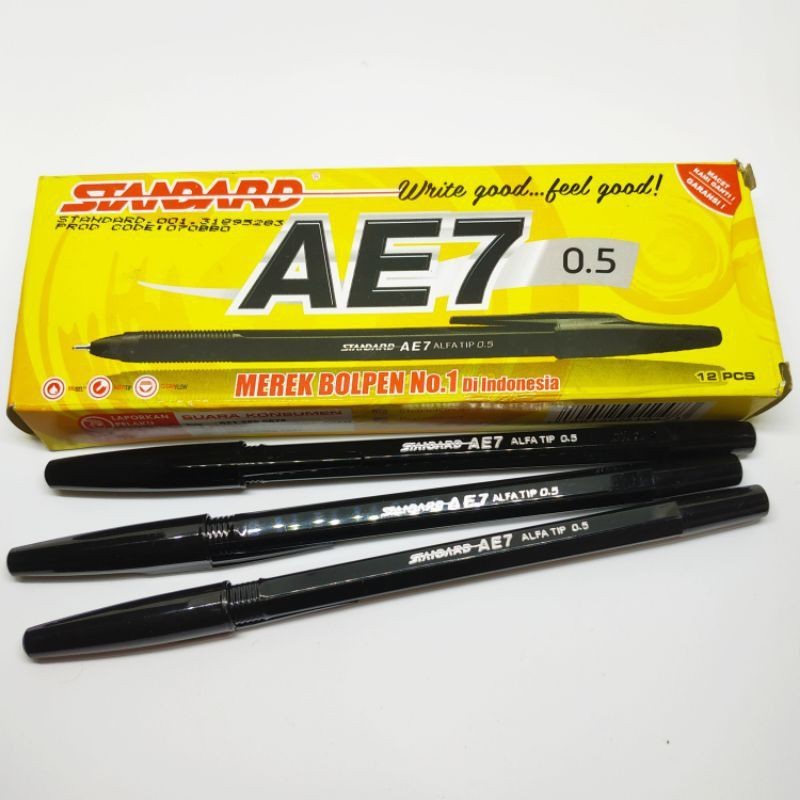 

BALLPOINT STANDARD AE-7 OPAQUE HITAM 0,5MM ISI 12