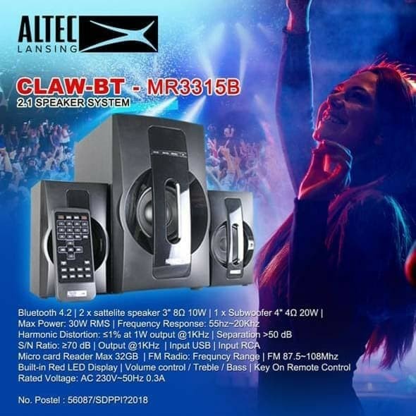 Baru Speaker Altec Lansing Mr3315B(Claw) New Original