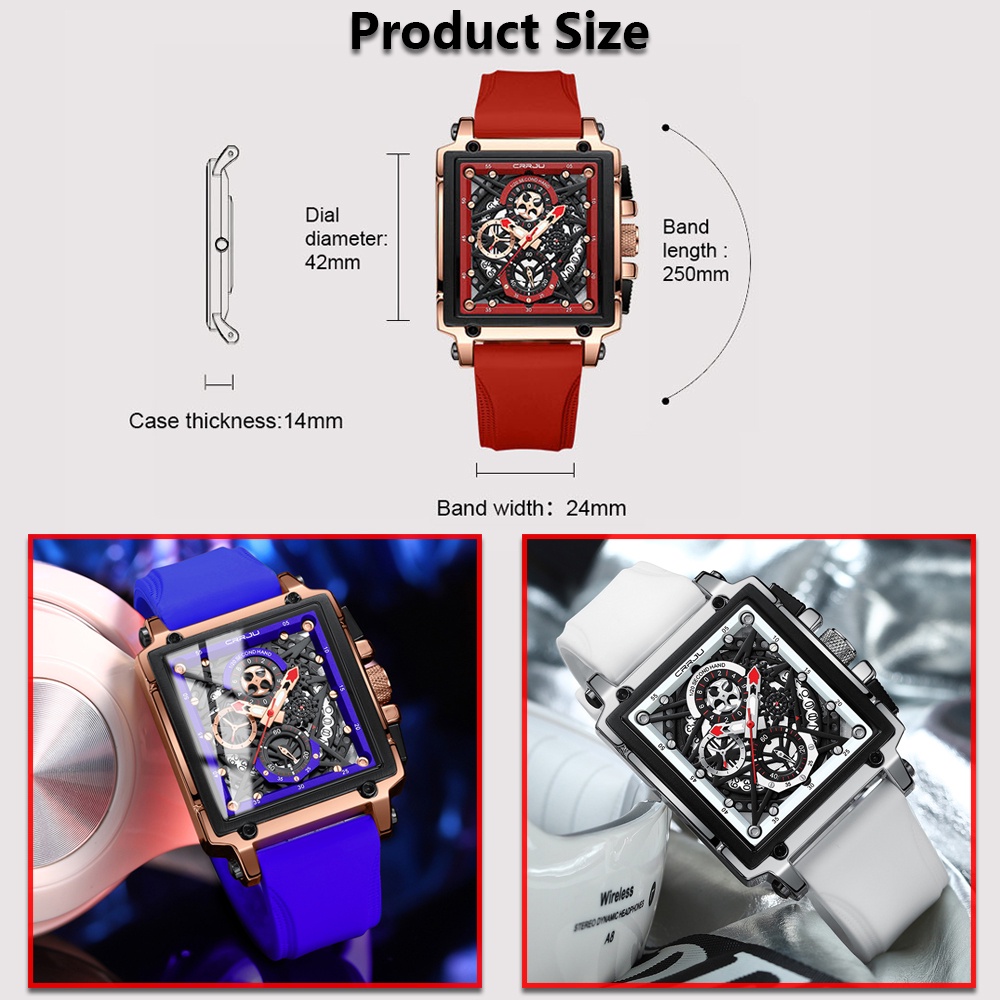 FAVORIT CRRJU Jam Tangan Pria Keren Terbaru Anti Air Original Kronograf Tali Silikon Bercahaya