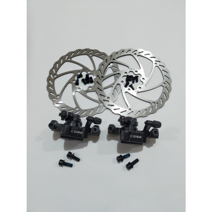 Rem Cakram Mekanik Cstar Disc Brake Sepeda 1 Set Kampas Bulat 6 Bolt Best