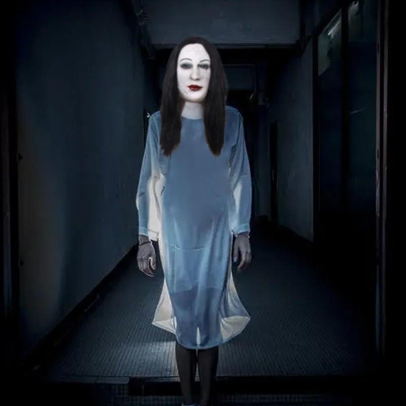 Topeng Hantu Wanita Rambut Panjang halloween latex Best Seller