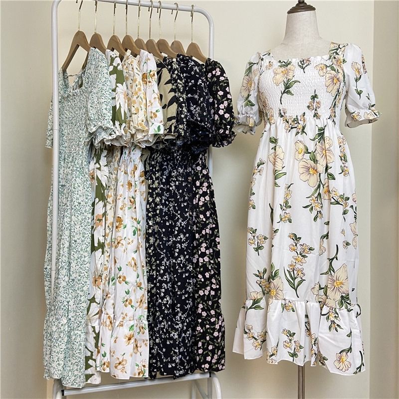 Dress Korea Motif Bunga