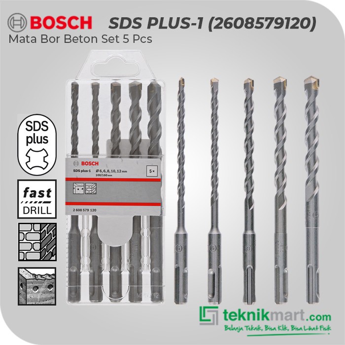BOSCH HAMMER DRILL BIT/ MATA BOR BETON SET 5PCS (6/8/10/12) SDS PLUS-1
