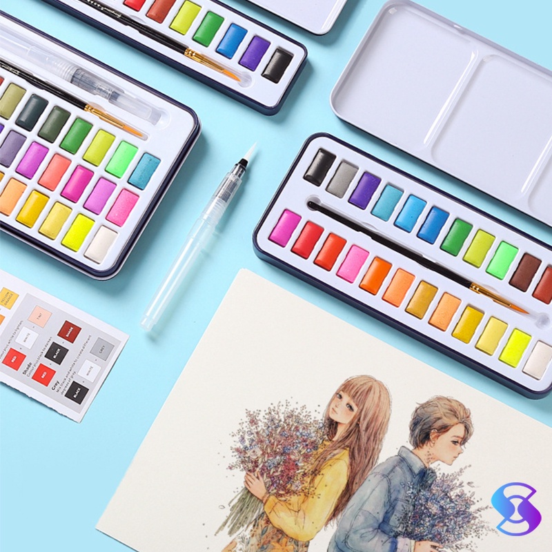 

Cat Warna Solid 12/24 /36Warna, Saturasi Tinggi, Tidak Dan Berkualitas Water Color Set - Alat Cat