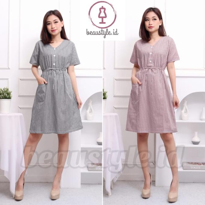 Best Sales Piyama Daster Home Dress Katun Jepang Premium Kotak Kotak Terbaik