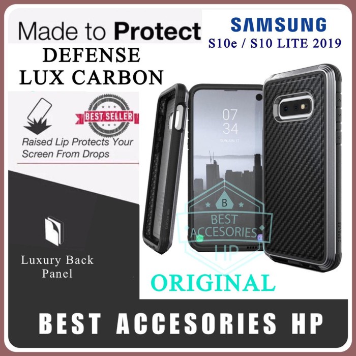 [Original] Samsung Galaxy S10E S10 Lite 2019 X-Doria Defense Lux Carbon Case Ori Berkualitas
