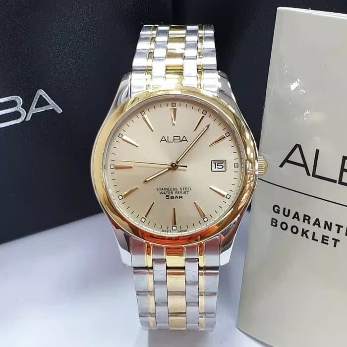 ✅Ori Jam Tangan Rantai Pria Classic Alba Axhk90 Silver Gold Original Terbatas