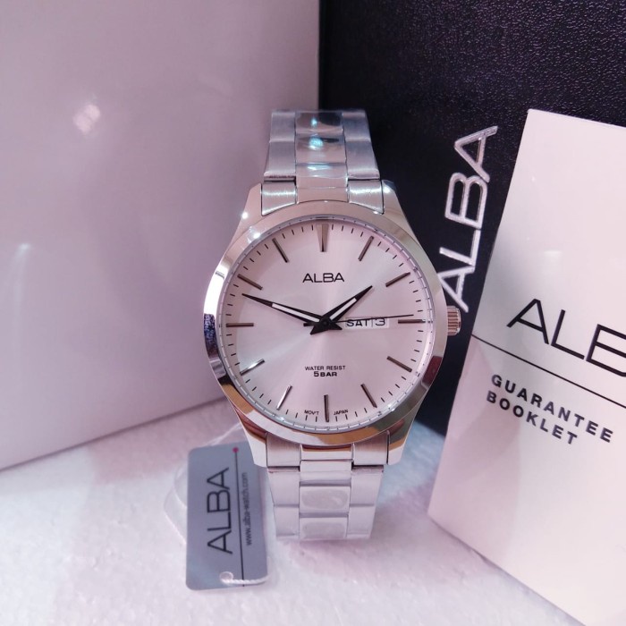 ✅Ori Alba Aj6123X1 Aj6123 Silver Jam Tangan Pria Original Bergaransi Resmi Diskon