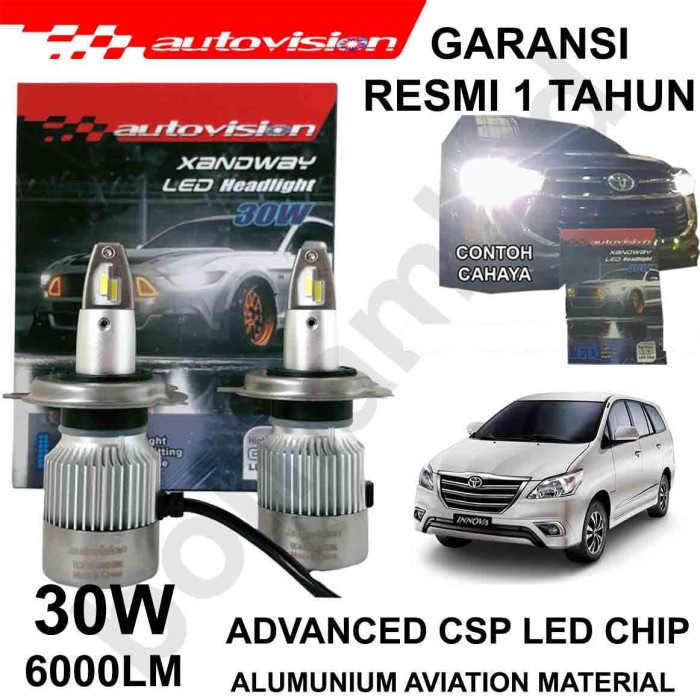 ✨New Lampu Led Innova 2004-2016 H4 Hi/Lo Autovision Xandway Headlamp Putih Limited