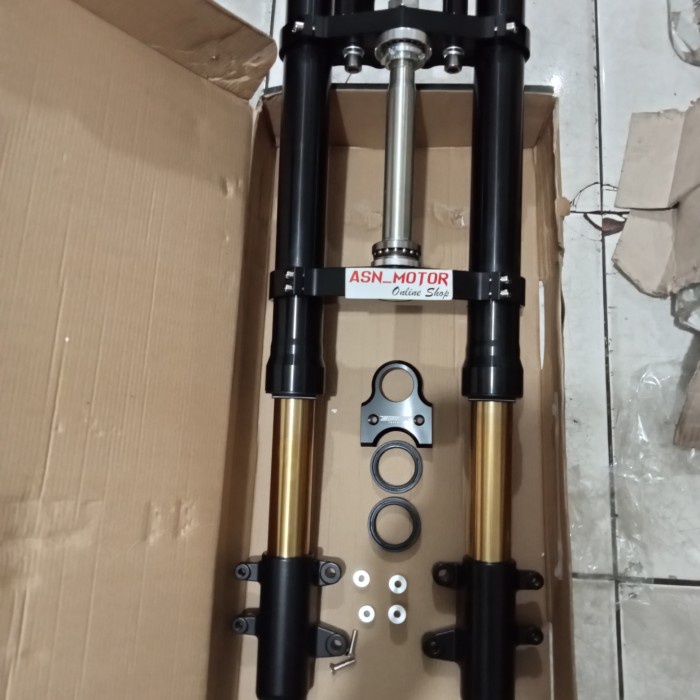 USD Upside Down Vixion Ride it Full CNC Hitam As Gold, Hitam,dan Gold murmer