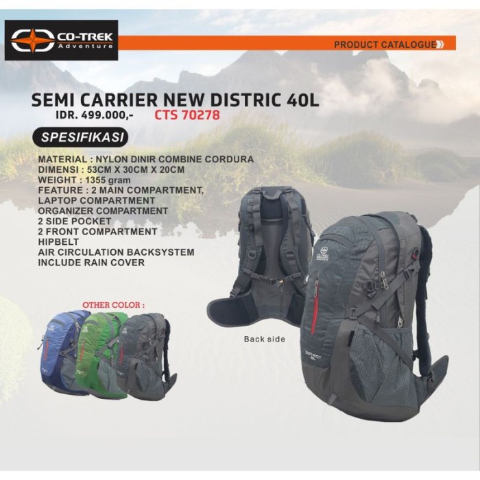 [New Ori] Co-Trek Tas Backpack/ Daypack Semi Carrier New District 40L Berkualitas