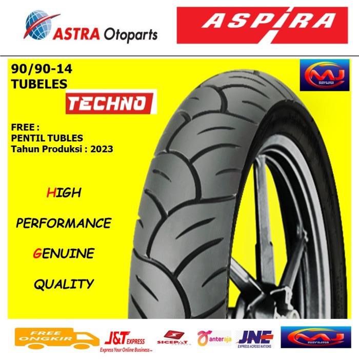 BAN LUAR TUBLES UKURAN 90/90 14 TECHNO MERK ASPIRA MOTOR BEAT, VARIO ORIGINAL BEST QUALITY