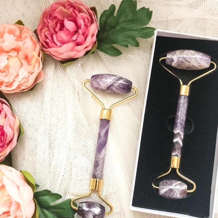 [Original] Amethyst Crystal Face Roller - Facial Massage - 100 Asli Berkualitas
