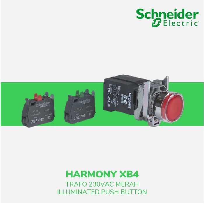 ✅COD Schneider Electric Xb4 Illum Pushbutton Trafo 230Vac Merah Xb4Bw3445 Bisa Gojek