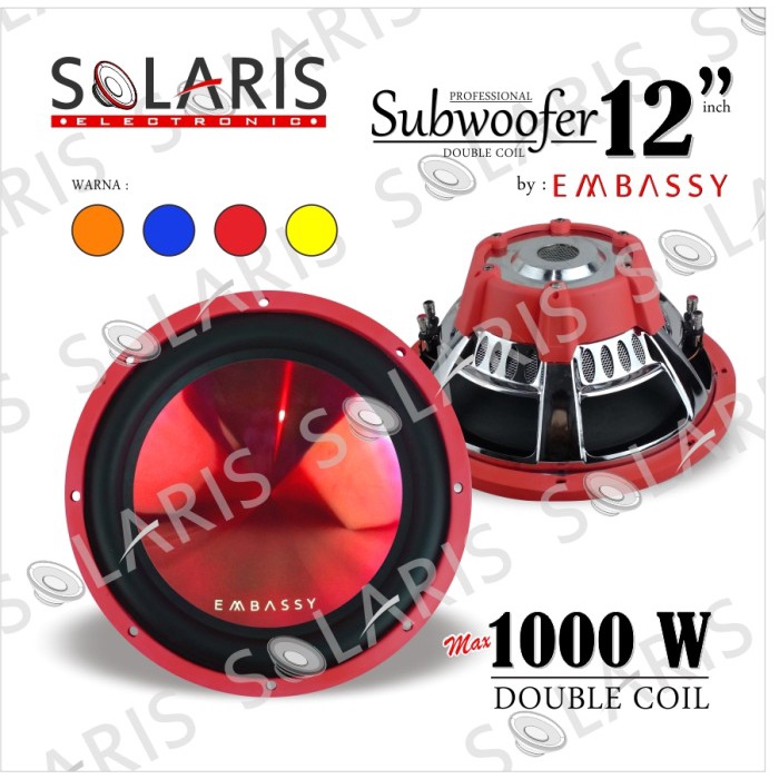 NEW SUBWOOFER 12 INCH 1000 WATT EMBASSY EY-128 ORIGINAL TERBARU
