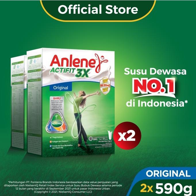 

Anlene Actifit 3X Susu Bubuk Dewasa Original 2X590G - Tulang & Sendi