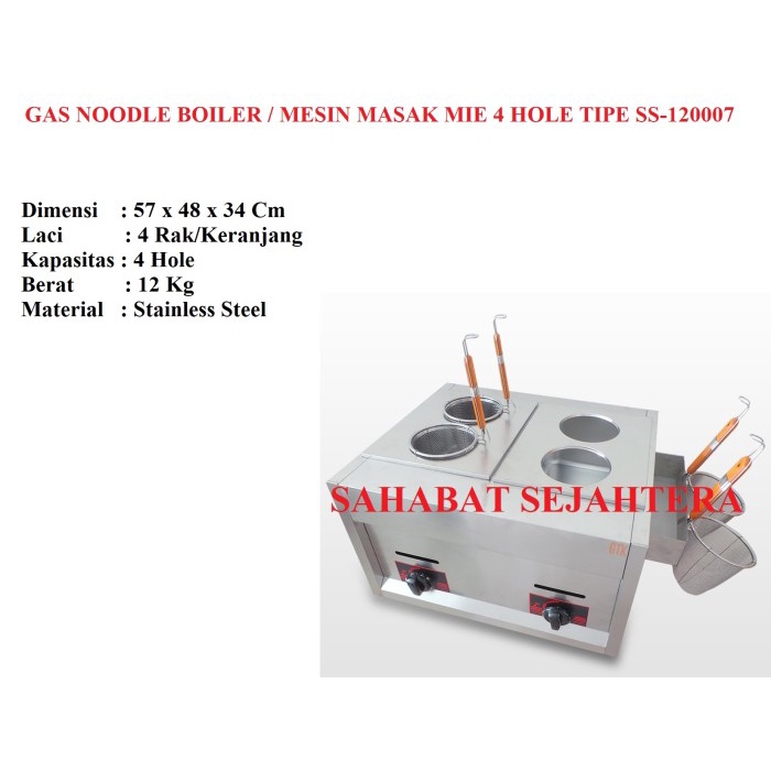 Gas Noodle Boiler 4 Hole - Serafim - SS-120007