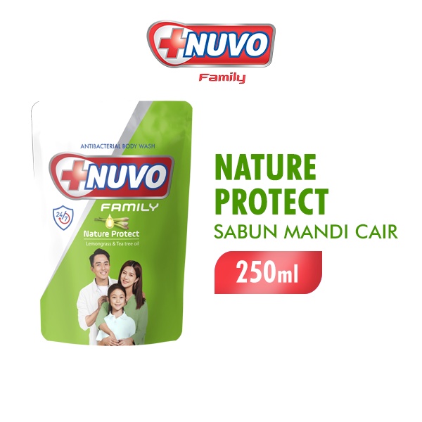 Nuvo Family Sabun Mandi Cair Hijau Nature Protect Pouch 250 ml