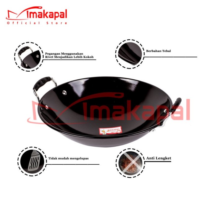 ShumaKuali hitam 40cm ANTI LENGKET ENAMEL