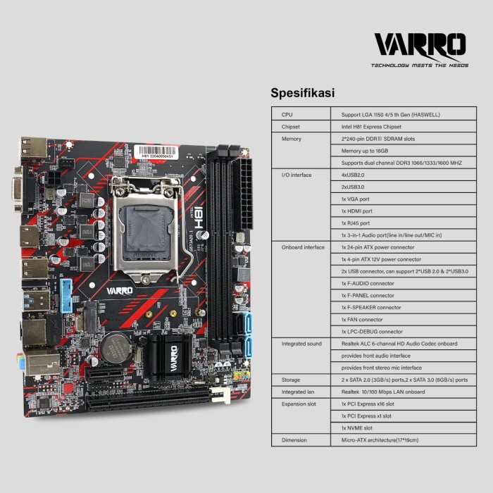 MOTHERBOARD VARRO H81V-R3 SOCKET 1150