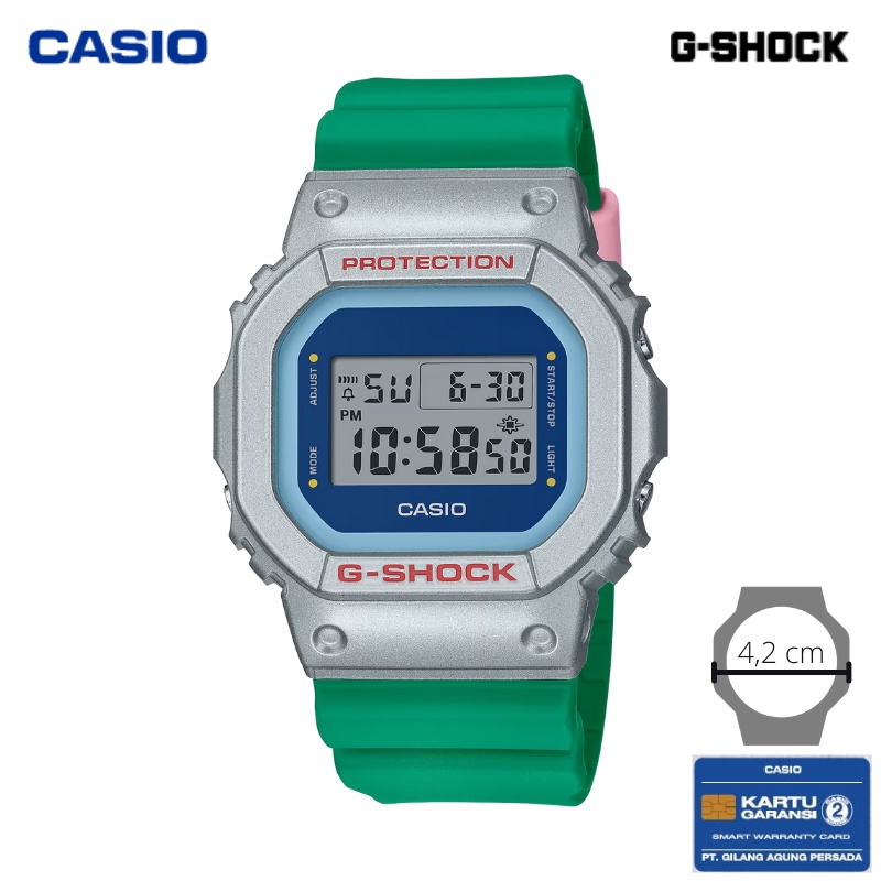 JAM TANGAN PRIA CASIO G-SHOCK DW-5600EU-8A3 ORIGINAL - GSHOCK DW 5600EU 8A3 HIJAU SILVER