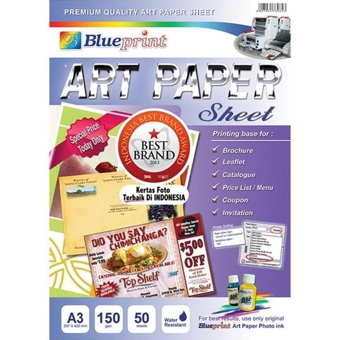 

Kertas Artpaper Art Paper Blueprint Blue Print A3 150 Gsm Isi 50 Lbr Kode 286