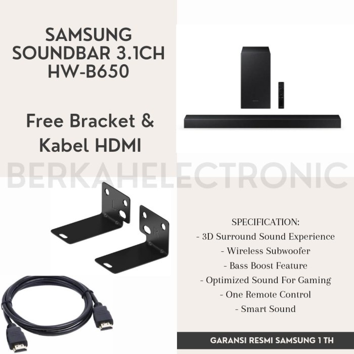 {NurulShop} SAMSUNG SOUNDBAR 3.1CH  HW-B650 - TANPA BUBBLE Berkualitas