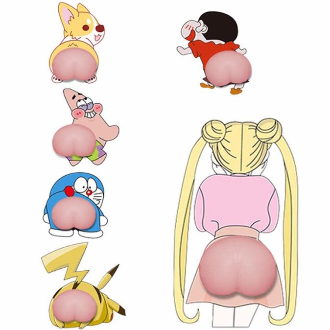 XIEXIENIN Stiker HP Pantat Membal Mainan Viral ShinChan Stiker Bemper Mobil Lucu