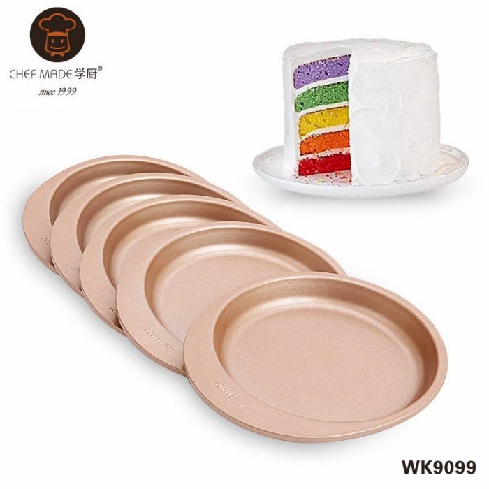 

✨Baru Chefmade 6Inch Round Shape Rainbow Cake Pan Set 5Pcs Wk9099 / Loyang Bisa Sameday