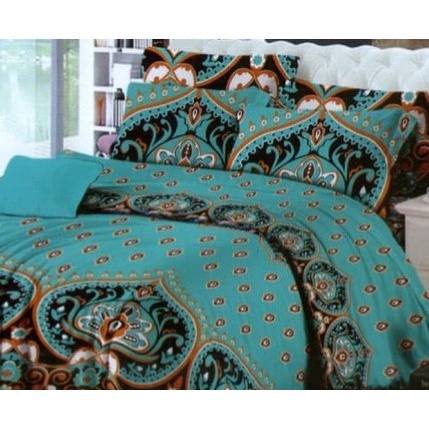 [New] Sprei  Bedcover Katun Jepang Motif Batik Hijau Tosca Uk.120X200 Limited