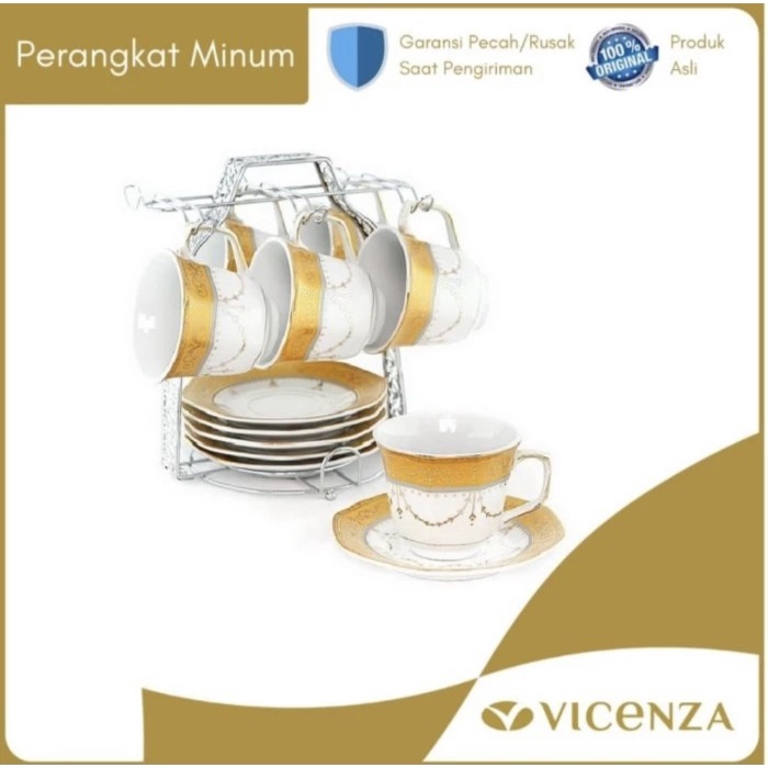 ✅Termurah Vicenza Cup  Saucer - Tea Set Cangkir Dan Lepek C78-1 Motif Padi Terbatas