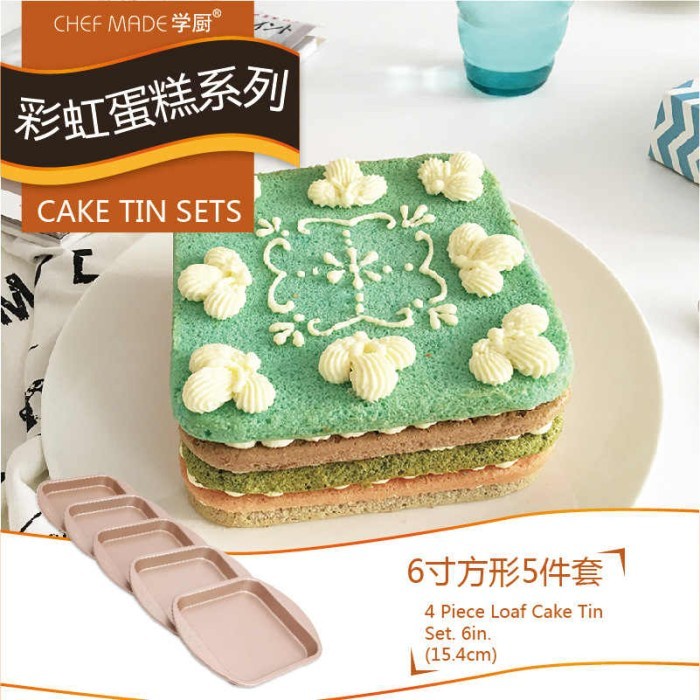 

✅Termurah Chefmade Wk9129 - 5Pcs Square Cake Pan 6Inch / Set Loyang Kue Persegi Terbatas