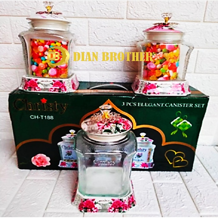 ✨Baru Toples Permen Kaca Shabby Christy Ch-T188 Bisa Sameday