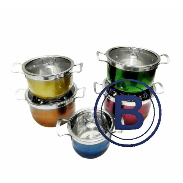 ✨Baru Panci Set Warna Korean High Pot 5Pcs  Tutup Diskon