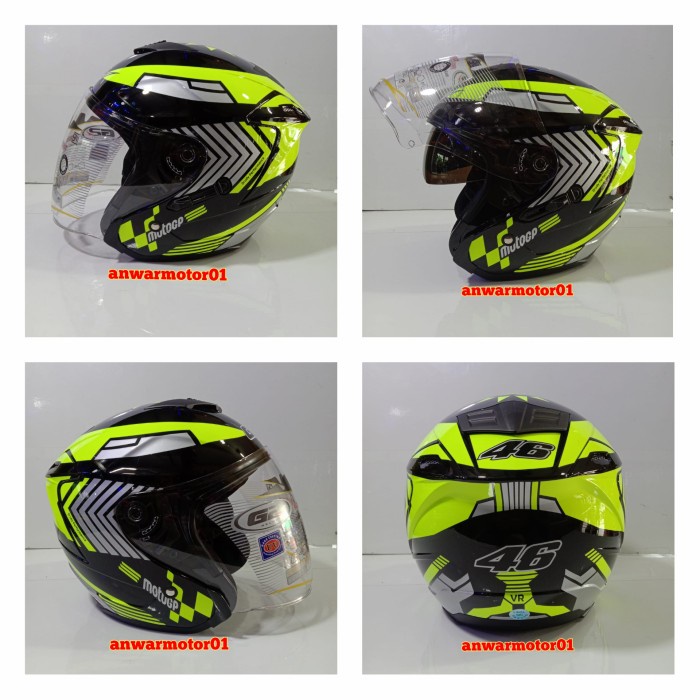 ✨New Helm G2 Optimax Motif Vr46 Black Yellow Fluo Bisa Sameday