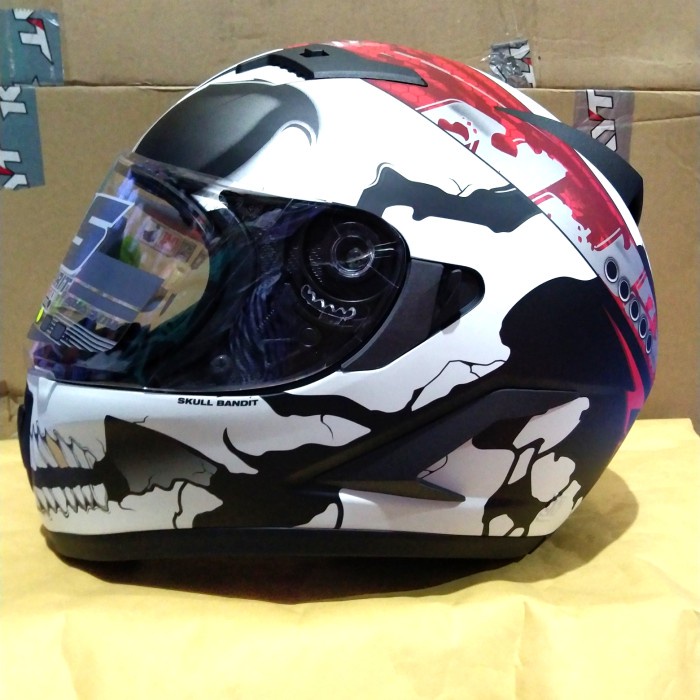 ✨New Helm Njs Shadow Skull Bandit Black Dof Helm Full Face Terbaru