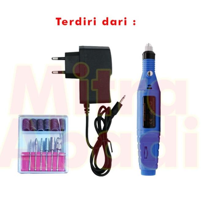 Mesin Bor Mini Grafir Bor Potong Gerinda Ukir + Adaptor Dc + Mata