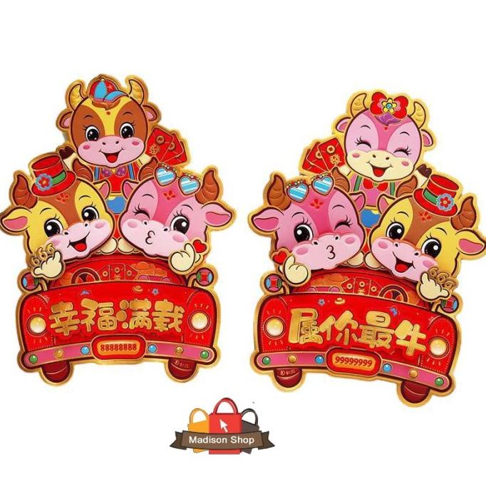 

New Tempelan Imlek Kerbau 2021 Mobil Kebo Emas Dekorasi Parcel Imlek Lucu Pengiriman Cepat