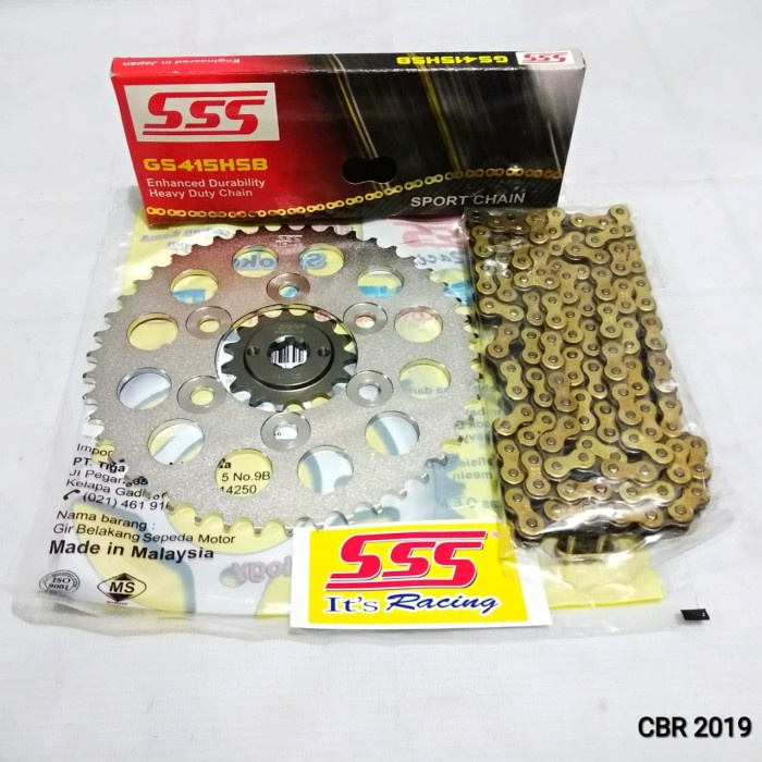✨Ori Gear Set 415 Sss Cbr 2019 / Cb150R Baut 6  Rantai Sss Hsb Gold Terbatas
