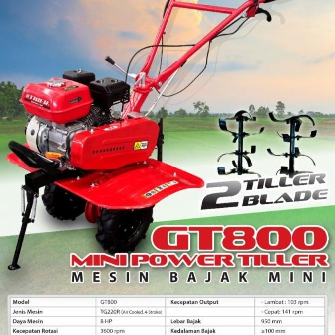 Terbaik Tiger Mesin Mini Cultivator Gt800 Traktor Bajak Kebun Sawah 8