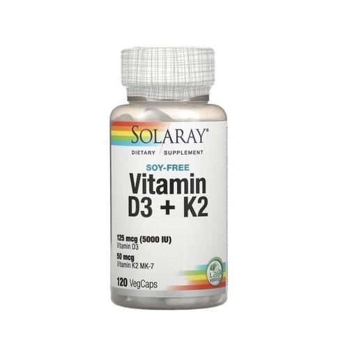 SOLARAY VITAMIN D3 + K2 60 VEGETARIAN CAPSULES