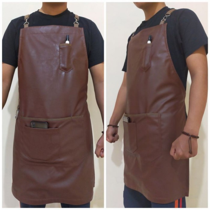 Promo Apron Barista Celemek Masak Kulit Sintetis Asli
