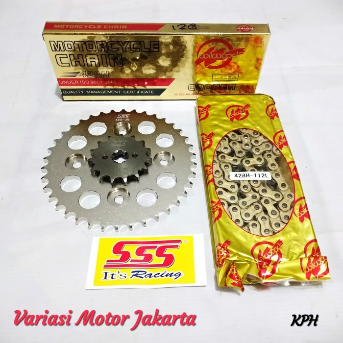 ✨Original Gear Set Sss Rante Wilwood Kharisma Supra X 125 428 15 38 112 H Gold Bisa Sameday