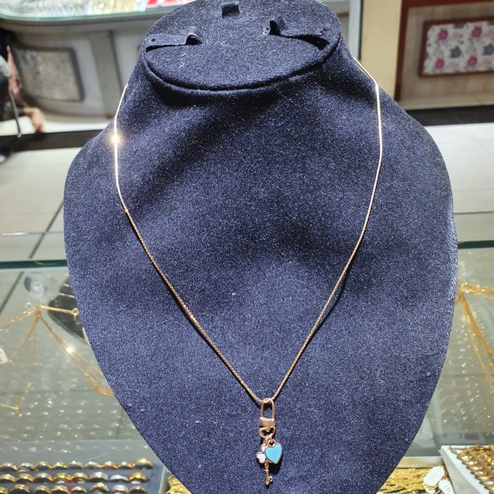 ✨Sale Kalung Italy Kaca Berliontin Pove Kunci Ijo Putih Emas 700 Dan 750 Berkualitas