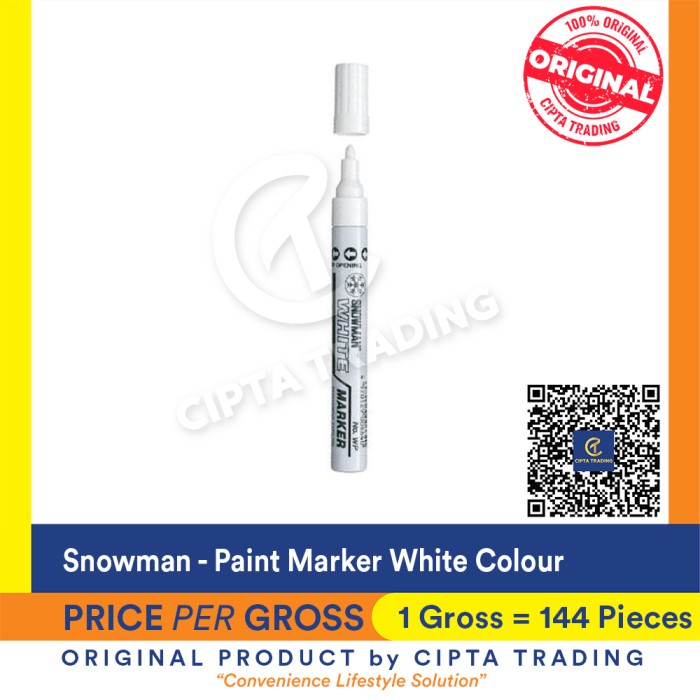 

✨Sale Paint Marker - Snowman - White Colour Per Gross / 144 Pcs Berkualitas
