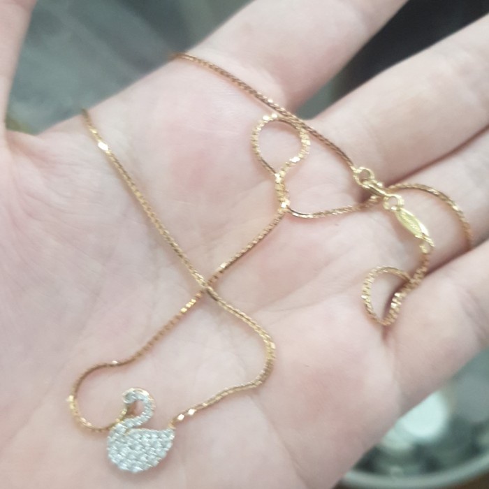 ✨Sale Kalung Koye Ubs Angsa Putih Emas Asli 375 Molly White Swan Remaja Unik Bisa Sameday